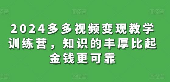 2024多多视频变现教学训练营，知识的丰厚比起金钱更可靠-稳赚族