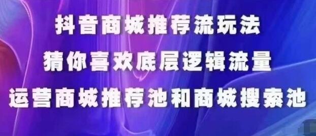 抖音商城运营课程，猜你喜欢入池商城搜索商城推荐人群标签覆盖-稳赚族