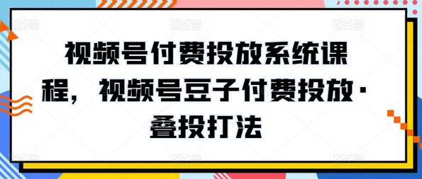 视频号付费投放系统课程，视频号豆子付费投放·叠投打法-稳赚族