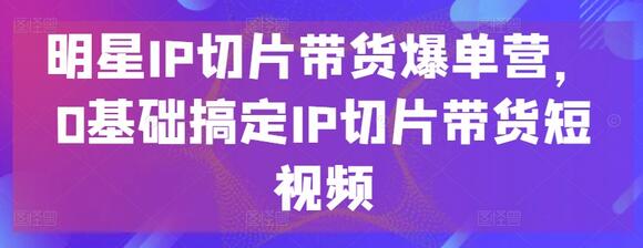 明星IP切片带货爆单营，0基础搞定IP切片带货短视频-稳赚族