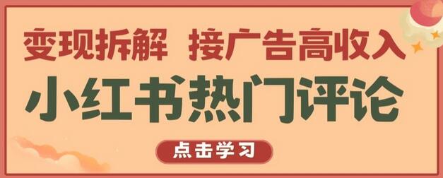 小红书热门评论，变现拆解，接广告高收入-稳赚族