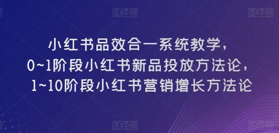 小红书品效合一系统教学，​0~1阶段小红书新品投放方法论，​1~10阶段小红书营销增长方法论-稳赚族