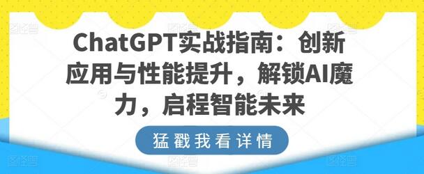 ChatGPT实战指南：创新应用与性能提升，解锁AI魔力，启程智能未来-稳赚族