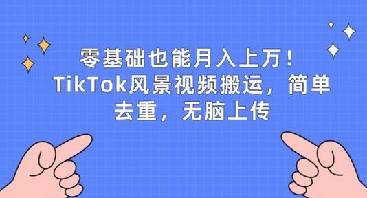 零基础也能月入上w，TikTok风景视频搬运，简单去重，无脑上传-稳赚族