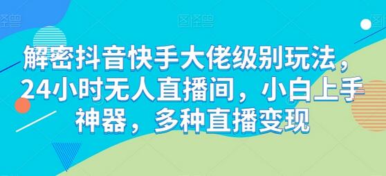 解密抖音快手大佬级别玩法，24小时无人直播间，小白上手神器，多种直播变现-稳赚族