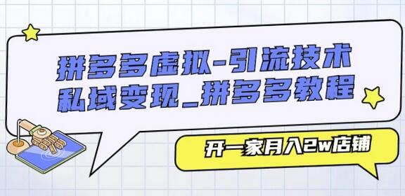 拼多多虚拟-引流技术与私域变现_拼多多教程：开一家月入2w店铺-稳赚族