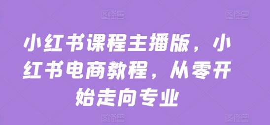 小红书课程主播版，小红书电商教程，从零开始走向专业-稳赚族