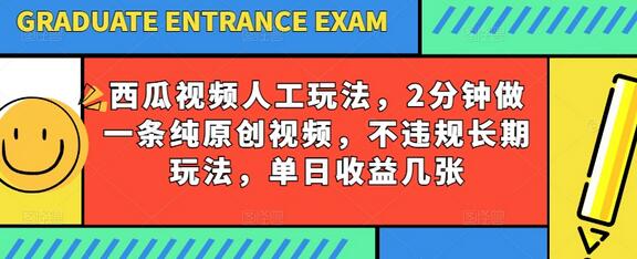 西瓜视频写字玩法，2分钟做一条纯原创视频，不违规长期玩法，单日收益几张-稳赚族