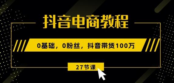 抖音电商教程：0基础，0粉丝，抖音带货100w(27节视频课)-稳赚族