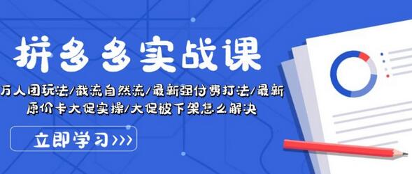 拼多多实战课：万人团玩法/截流自然流/最新强付费打法/最新原价卡大促..-稳赚族