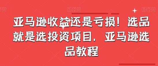 亚马逊收益还是亏损！选品就是选投资项目，亚马逊选品教程-稳赚族