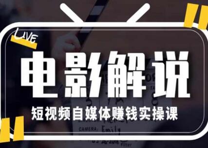 电影解说短视频自媒体赚钱实操课，教你做电影解说短视频，月赚1万-稳赚族