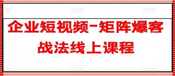 企业短视频-矩阵爆客战法线上课程-稳赚族