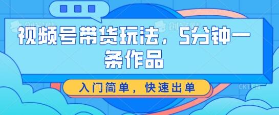 视频号带货玩法，5分钟一条作品，入门简单，快速出单-稳赚族