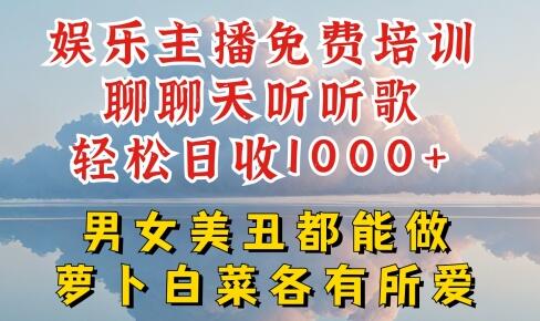 娱乐主播免费培训聊聊天听听歌轻松日收1K+，男女美丑都能做萝卜白菜各有所爱-稳赚族