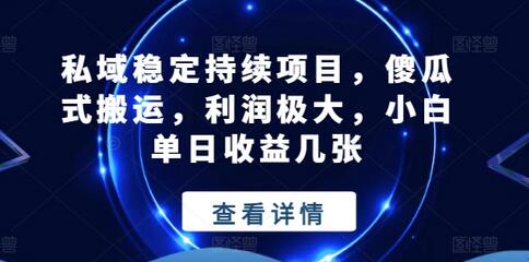 私域稳定持续项目，傻瓜式搬运，利润极大，小白单日收益几张-稳赚族