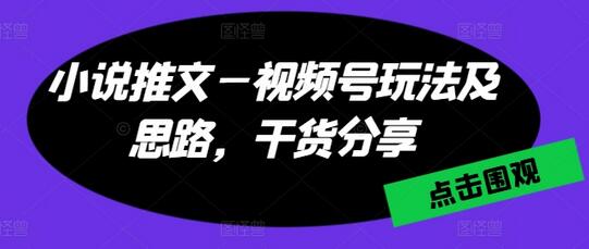 小说推文—视频号玩法及思路，干货分享-稳赚族