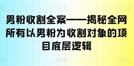 男粉收割全案——揭秘全网所有以男粉为收割对象的项目底层逻辑-稳赚族