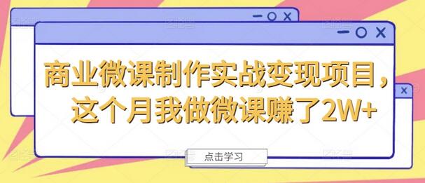 商业微课制作实战变现项目，这个月我做微课赚了2W+-稳赚族