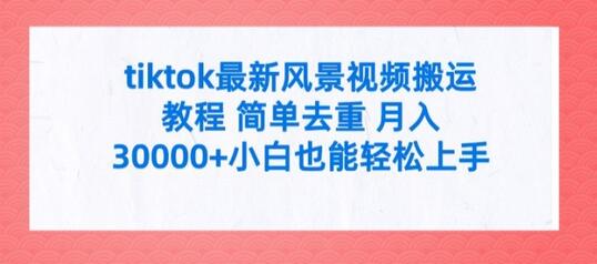 tiktok最新风景视频搬运教程 简单去重 月入3W+小白也能轻松上手-稳赚族