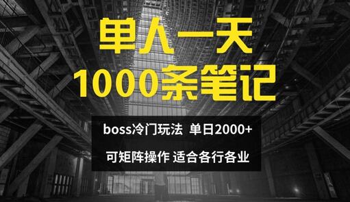 单人一天1000条笔记，日入2000+，BOSS直聘的正确玩法-稳赚族