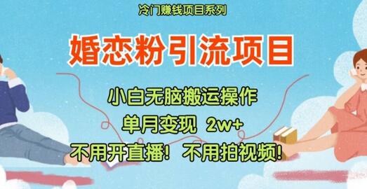 小红书婚恋粉引流，不用开直播，不用拍视频，不用做交付-稳赚族