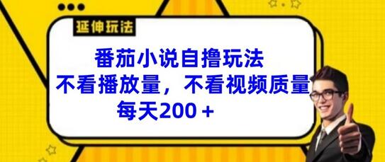 番茄小说自撸玩法，不看播放量，不看视频质量，每天200+-稳赚族