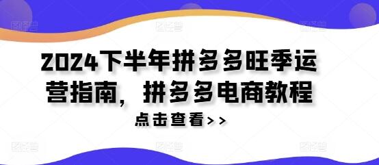 2024下半年拼多多旺季运营指南，拼多多电商教程-稳赚族