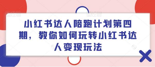 小红书达人陪跑计划第四期，教你如何玩转小红书达人变现玩法-稳赚族