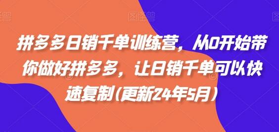 拼多多日销千单训练营，从0开始带你做好拼多多，让日销千单可以快速复制(更新24年7月)-稳赚族