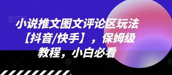 小说推文图文评论区玩法【抖音/快手】，保姆级教程，小白必看-稳赚族