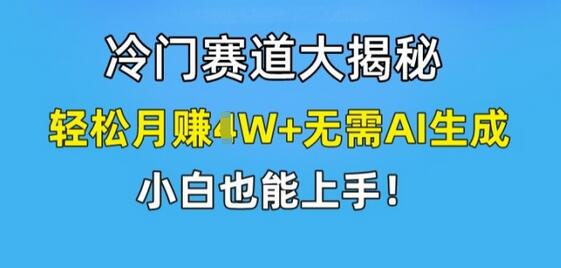 冷门赛道大揭秘，轻松月赚1W+无需AI生成，小白也能上手-稳赚族