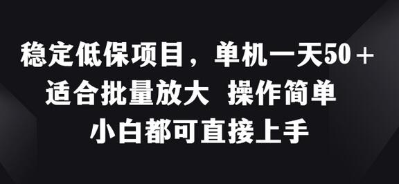 稳定低保项目，单机一天50+适合批量放大 操作简单 小白都可直接上手-稳赚族