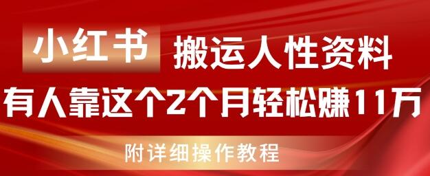 小红书搬运人性资料，有人靠这个2个月轻松赚11w，附教程-稳赚族