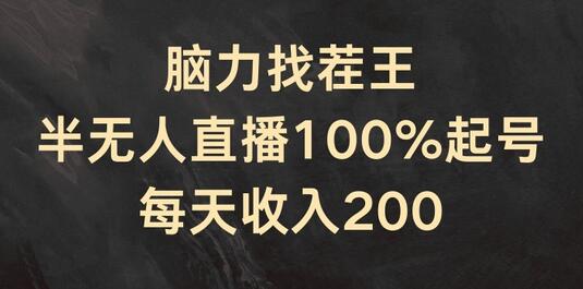 脑力找茬王，半无人直播100%起号，每天收入200+-稳赚族