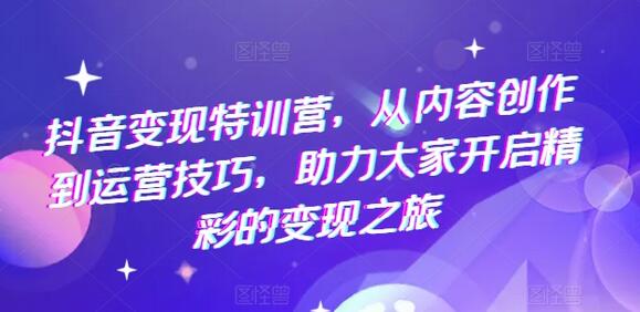 抖音变现特训营，从内容创作到运营技巧，助力大家开启精彩的变现之旅-稳赚族