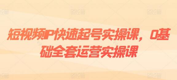 短视频IP快速起号实操课，0基础全套运营实操课，爆款内容设计+粉丝运营+内容变现-稳赚族