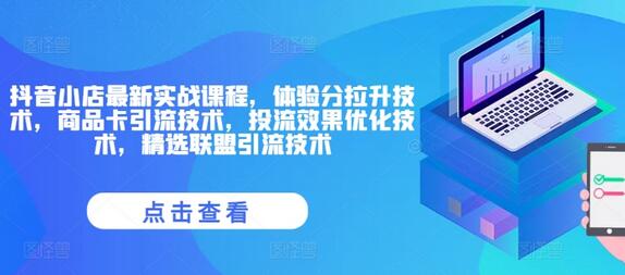 抖音小店最新实战课程，体验分拉升技术，商品卡引流技术，投流效果优化技术，精选联盟引流技术-稳赚族