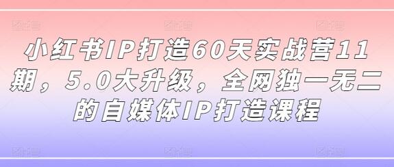 小红书IP打造60天实战营11期，5.0大升级，全网独一无二的自媒体IP打造课程-稳赚族