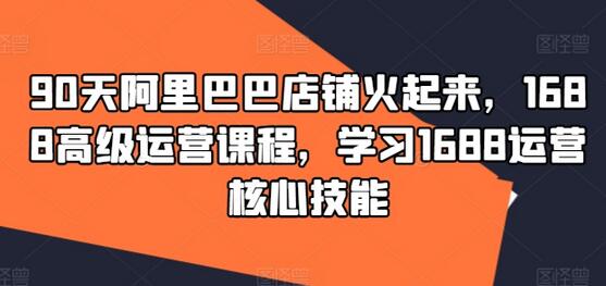 90天阿里巴巴店铺火起来，1688高级运营课程，学习1688运营核心技能-稳赚族