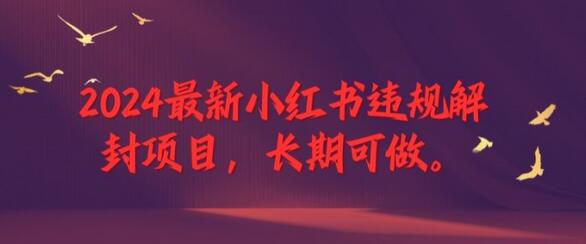 2024最新小红书违规解封项目，长期可做，一个可以做到退休的项目-稳赚族