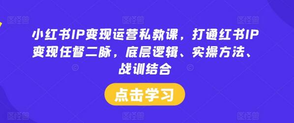 小红书IP变现运营私教课，打通红书IP变现任督二脉，底层逻辑、实操方法、战训结合-稳赚族