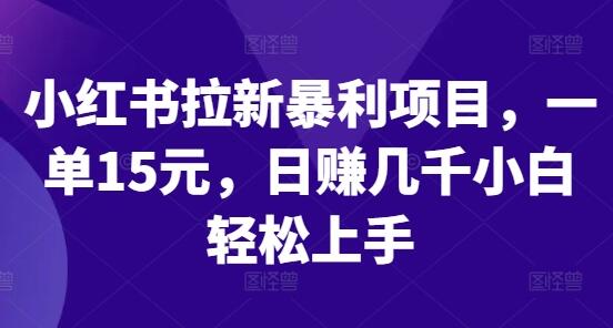 小红书拉新暴利项目，一单15元，日赚几千小白轻松上手-稳赚族