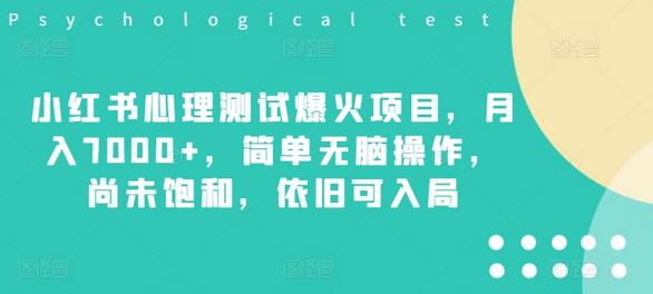 小红书心理测试爆火项目，月入7000+，简单无脑操作，尚未饱和，依旧可入局-稳赚族