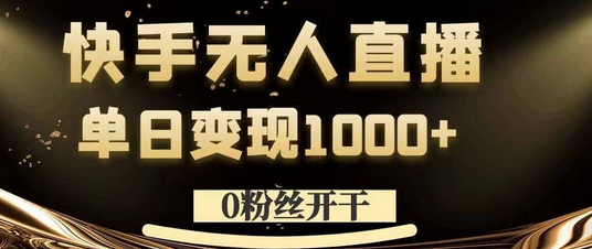 0粉丝开干，快手无人直播，单日变现1k+-稳赚族