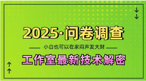 2025问卷调查最新工作室技术解密：一个人在家也可以闷声发大财，小白一天2张，可矩阵放大-稳赚族