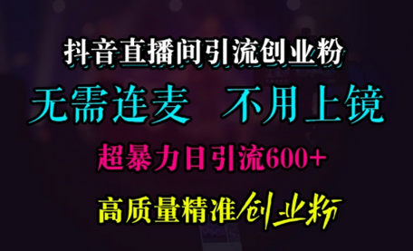 抖音直播间引流创业粉，无需连麦、无需上镜，超暴力日引流600+高质量精准创业粉-稳赚族