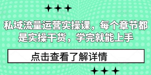 私域流量运营实操课，每个章节都是实操干货，学完就能上手-稳赚族